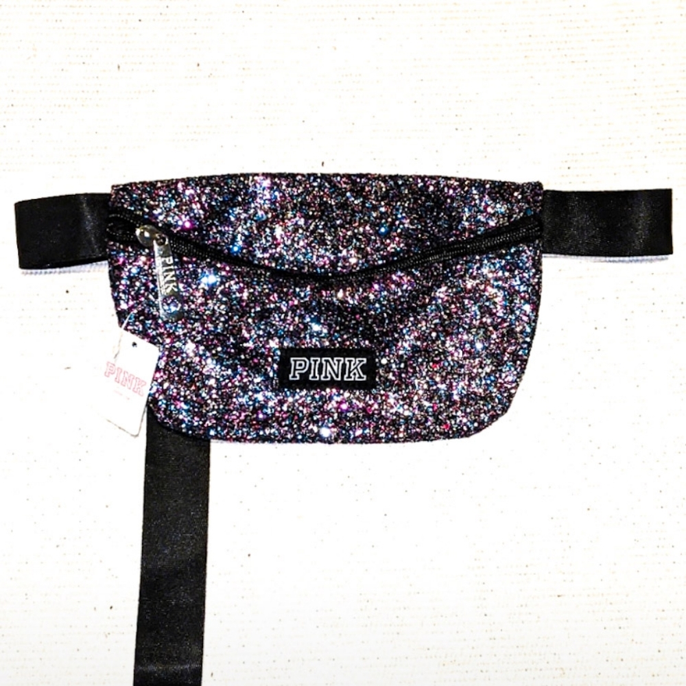 LAST One! โณVS PINK Fanny Pack in Multicolored Black Glitter - Picture 2 of 2